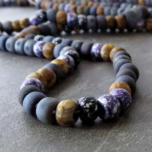 Matte Purple Galaxy Picasso Czech Glass 2/0 Seed Bead Mix : 6 Inch Strand Large Hole Seed Bead image 5