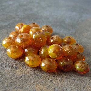 Pumpkin Bronze Czech Glass Beads 5x3mm Faceted Rondelle : 30 pc Strand