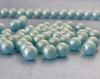 Teal Sueded Gold Czech Glass Bead 6mm Round Druk : 50 pc Gold Suede Teal 6mm Druk