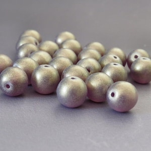 Amethyst Sueded Gold Czech Glass Bead 8mm Round Druk : 25 pc Amethyst Suede 8mm Druk