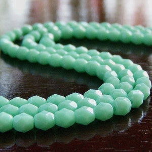 Turquoise Green Czech Glass Bead 4mm Faceted Round 50 pc Strand image 2