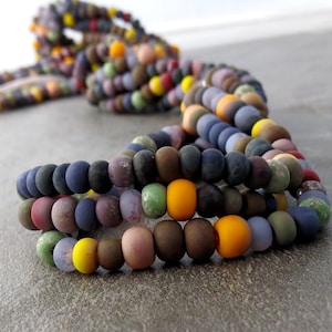 NEW Dark Matte Indian Corn Striped Picasso Czech Glass Seed Bead 5/0 Mix: 10 Inch Strand