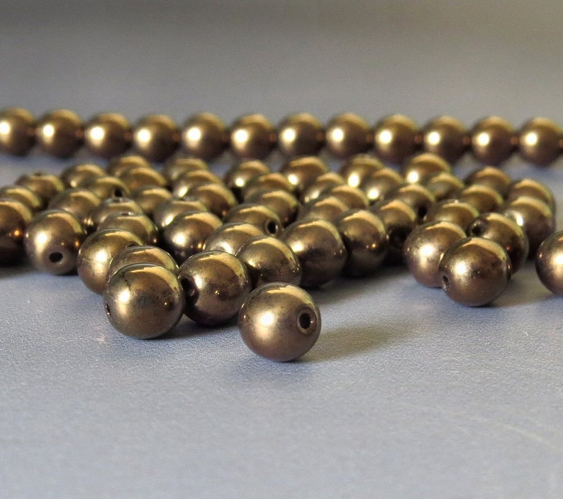 50 pc 6mm Druk Tanzanite Patina 6mm Czech Glass Druk Bead