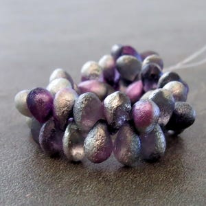 NEW Violet Silver Celestial Etched Czech Glass Bead 4x6mm Teardrop : 50 pc Full Strand ShadowTear Drop
