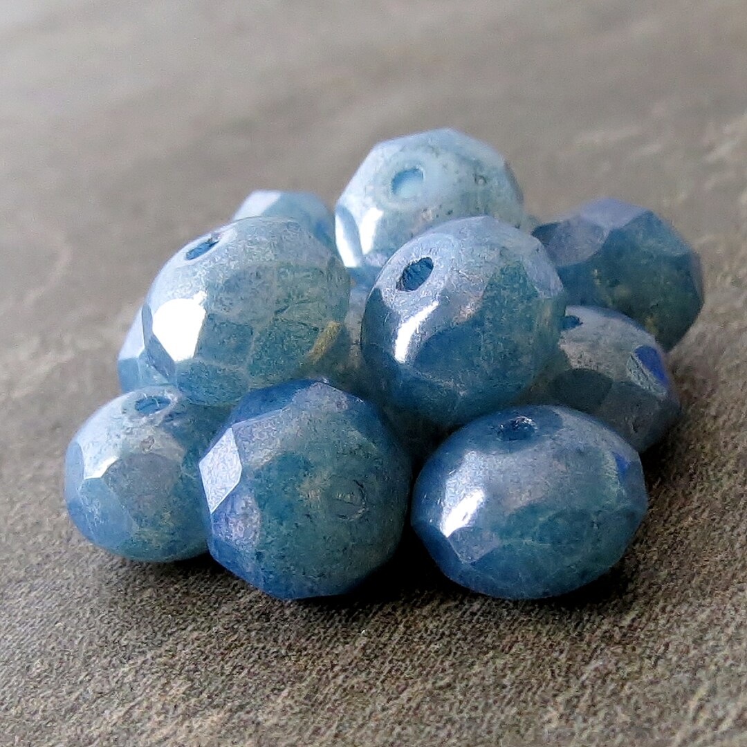 LGB ルグランブルー　ビスチェ Denim Blue Czech Glass Beads 8x6mm Faceted Rondelle : 12 Pc Slate