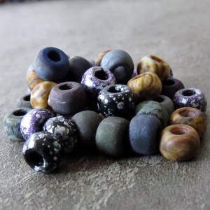 Matte Purple Galaxy Picasso Czech Glass 2/0 Seed Bead Mix : 6 Inch Strand Large Hole Seed Bead image 3