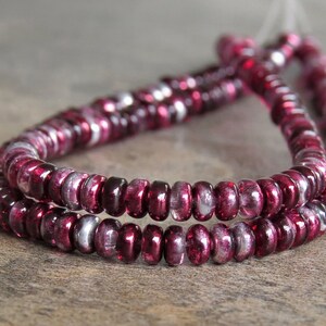 3mm Mirror Cranberry Czech  Glass Bead Rondelle Spacer :  100 pc Cranberry Rondelle Beads