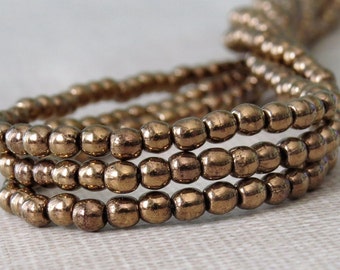 Bronze Metallic Czech Glass Bead 3mm Round Druk :  100 pc Bronze 3mm Round