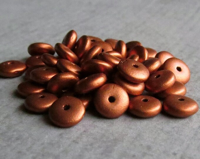 6mm Matte Metallic Antique Copper Czech Glass Bead Rondelle Spacer ...
