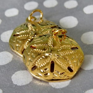 Sand Dollar Gold Plated 18mm :  2 pc Metal  Charms