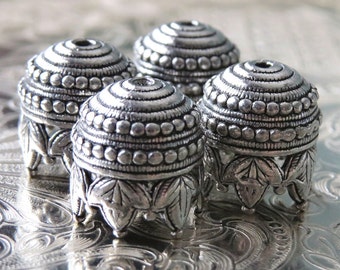 Maharaja Antique Pewter 10mm Bead Cap : 4 pc Tassel Beadcap
