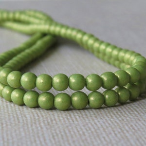 4mm Pacifica Avocado Czech Glass Bead Round Druk: 100 pc Avocado 4mm Druk