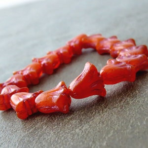 Pink Wash Orange Opal 10mm Czech Glass Lily Flower : LAST 12 pc Orange Flower DIY Jewelry Beads