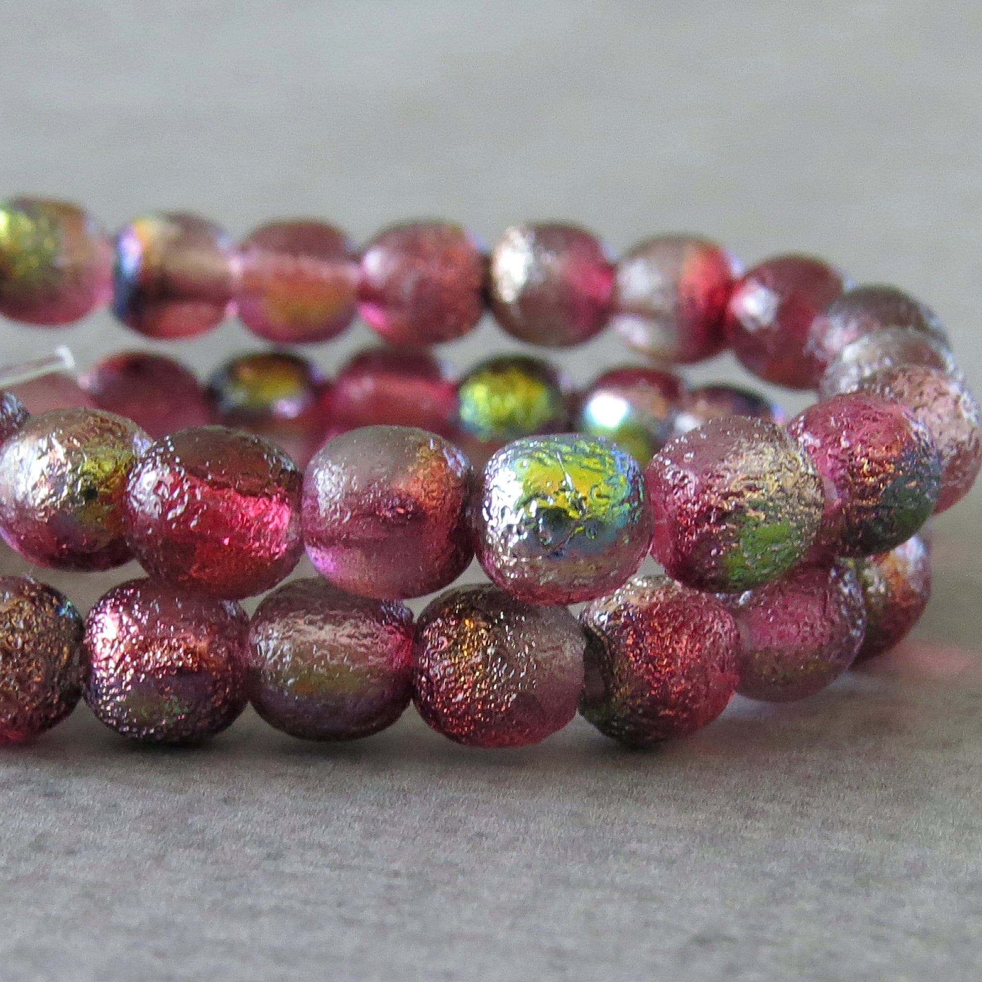 Perles De Verre Tchèque Framboise - 40 Grammes, Forme Tube, 6 Mm, Pour Bijoux Et Broderie