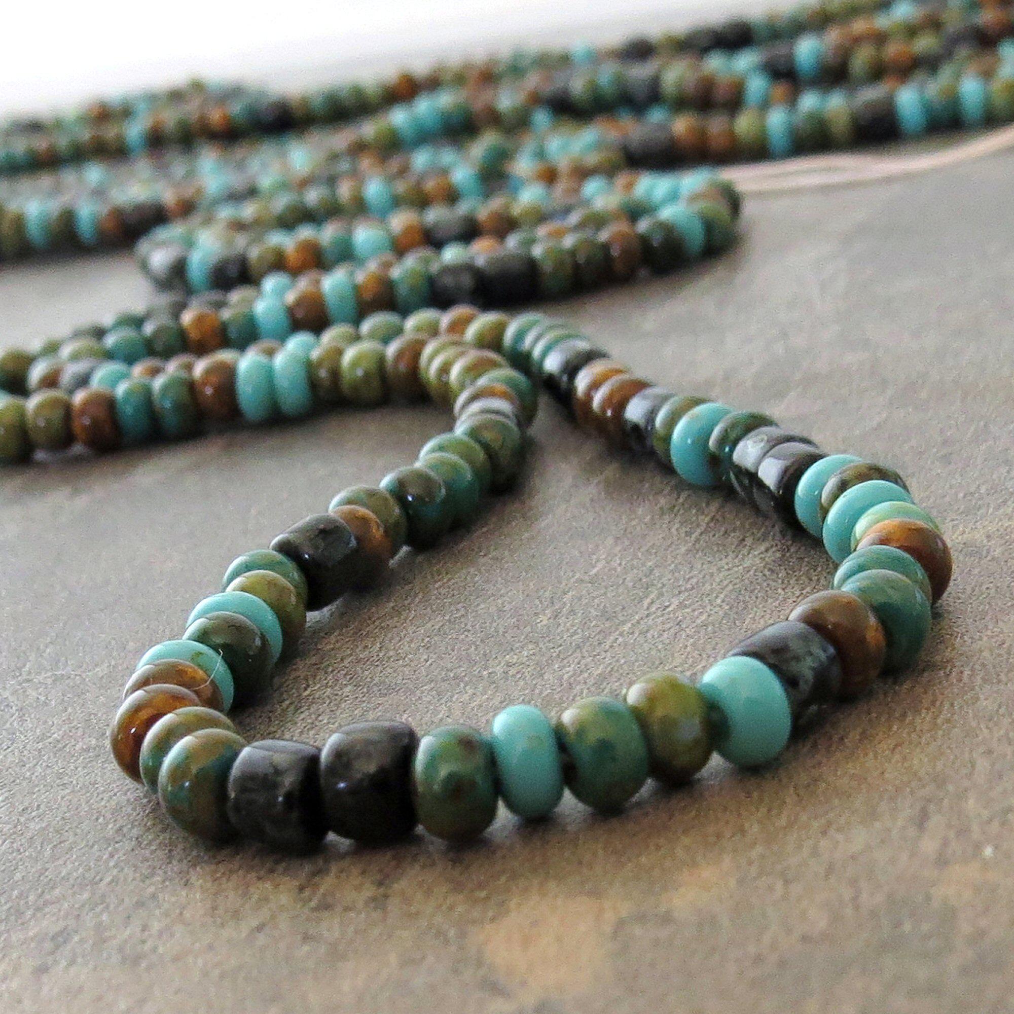 新品 6/0 エバーグリーン ピカソ チェコガラス シード＆チューブビーズ