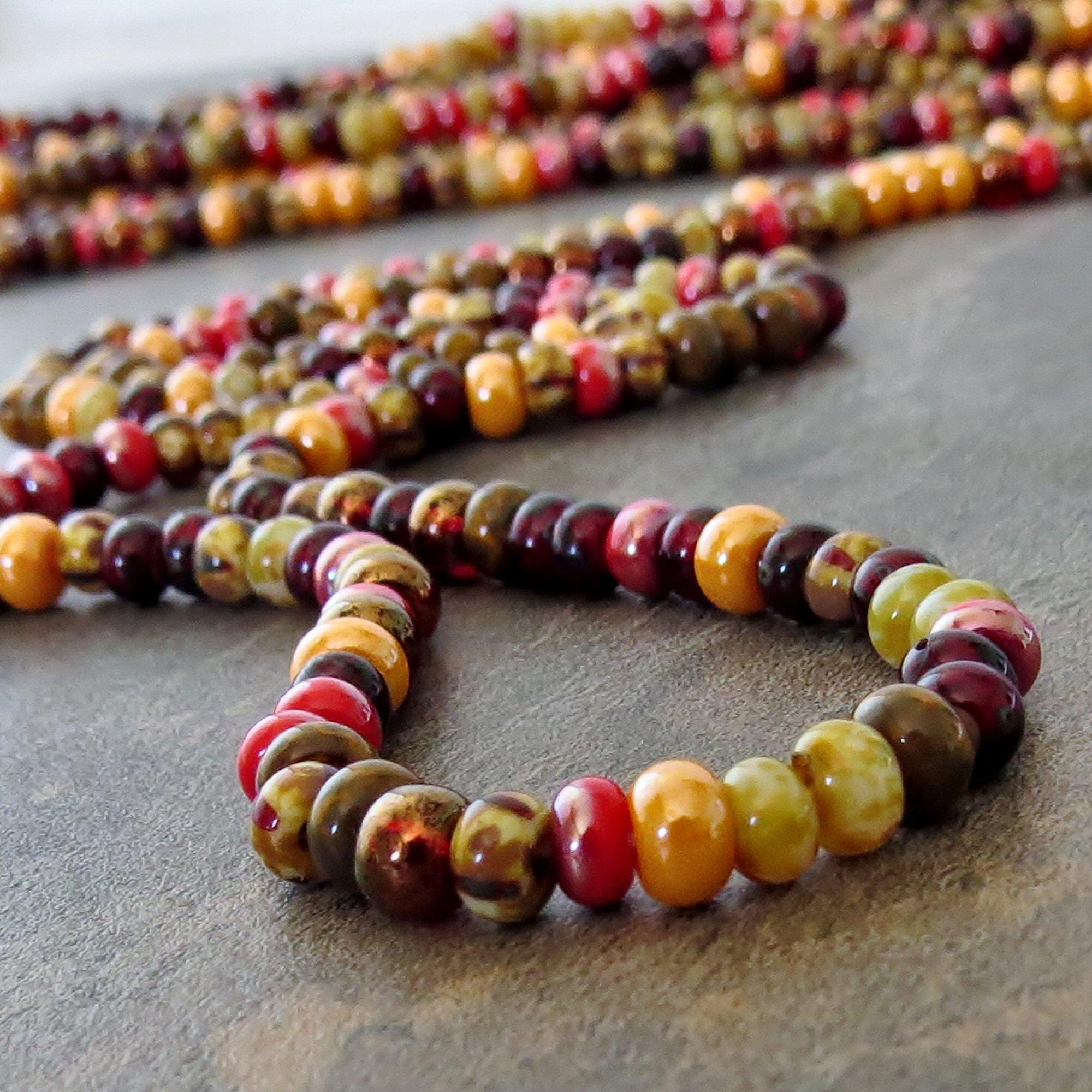 5/0 チェコガラス マンゴーミックスシードビーズ：10インチストランド