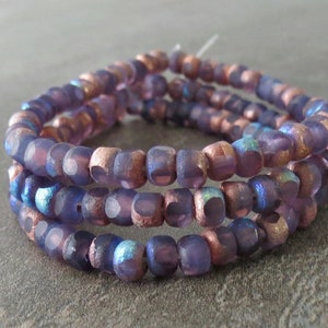 Matte Thistle Etched Copper AB 3 Cut Czech Glass Trica 4mm Seed Bead :  Full Strand 6/0 Purple Three Cut