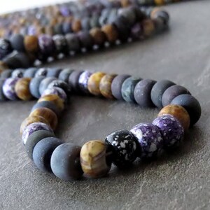 Matte Purple Galaxy Picasso Czech Glass 2/0 Seed Bead Mix : 6 Inch Strand Large Hole Seed Bead image 2