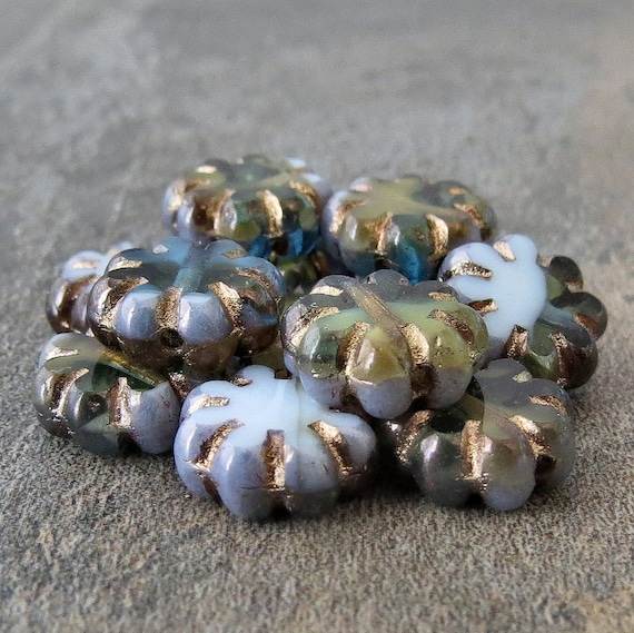 Milky White Luster 6mm Rosebud Beads 25