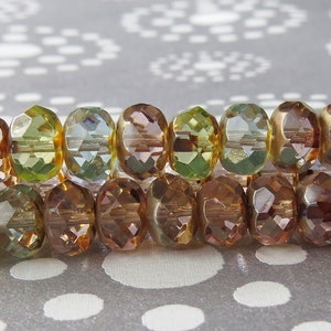Pastel Mix Transparent Czech Glass Picasso Bead Faceted 12x8mm Rondelle : Full Strand 32 pc. picasso Mix Rondelle image 3