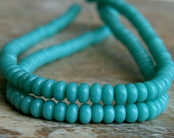 3mm Turquoise Czech  Glass Bead Rondelle Spacer : 100 pc Turquoise Disc Beads