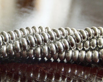 Silver Czech Glass Bead 4mm Metallic Rondell Spacer : 100 pc Metallic Silver Bead