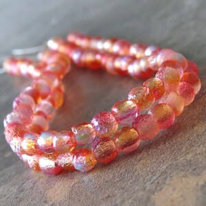 Etched Hyacinth Celestial 4mm Druk Czech Glass 4mm Round Bead :  50 Czech 4mm Etched Orange Beads