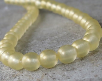 6mm Sueded Gold Lame' Czech Glass Bead Round Druk :  50 pc Gold Suede 6mm Druk