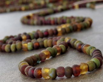 Matte Tropical Rainbow 6/0 Czech Glass Picasso Seed Bead Mix : 10 inch Strand Seed Beads