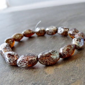 NEW Topaz Silver 11mm Twist Oval Czech Glass Bead : 12 pc