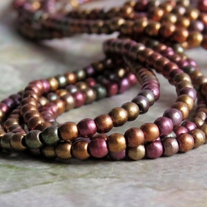 2mm Druk Beads Matte Metallic Bronze Iris Czech Glass Bead 2mm Round :  100 pc Czech 2mm Druk