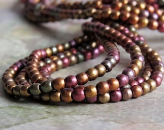 2mm Druk Beads Matte Metallic Bronze Iris Czech Glass Bead 2mm Round :  100 pc Czech 2mm Druk