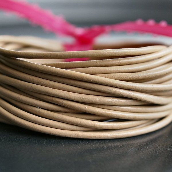 1.5mm Round Leather Cord  Petal : 15 Feet Genuine Leather Cord