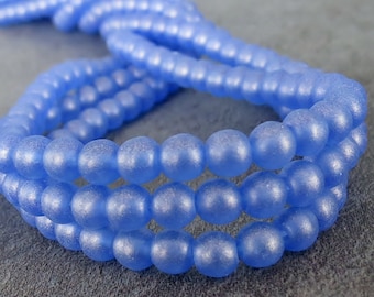 Sapphire Sueded Gold Czech Glass Bead 4mm Round Druk : 100 pc Sapphire Gold 6mm Druk