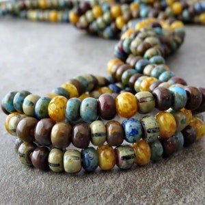 4/0 Caribbean Czech Glass Aged Picasso Seed Bead Mix: LAST 10 Inch Strand