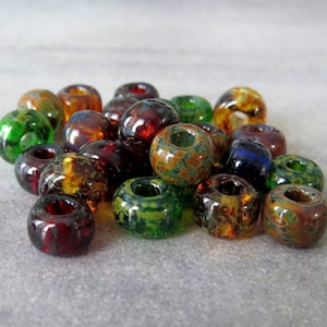 34/0 Czech Glass Aged Rainbow Picasso Mix : 6 Inch Strand Large Hole Beads