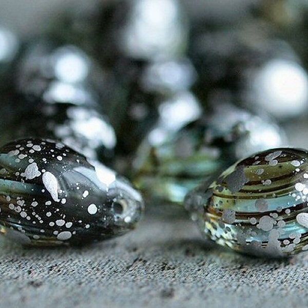 Teardrop Waterfall Green Aqua Czech Glass Bead 9x6mm Teardrop :   LAST Full Strand Aqua Tear Drop