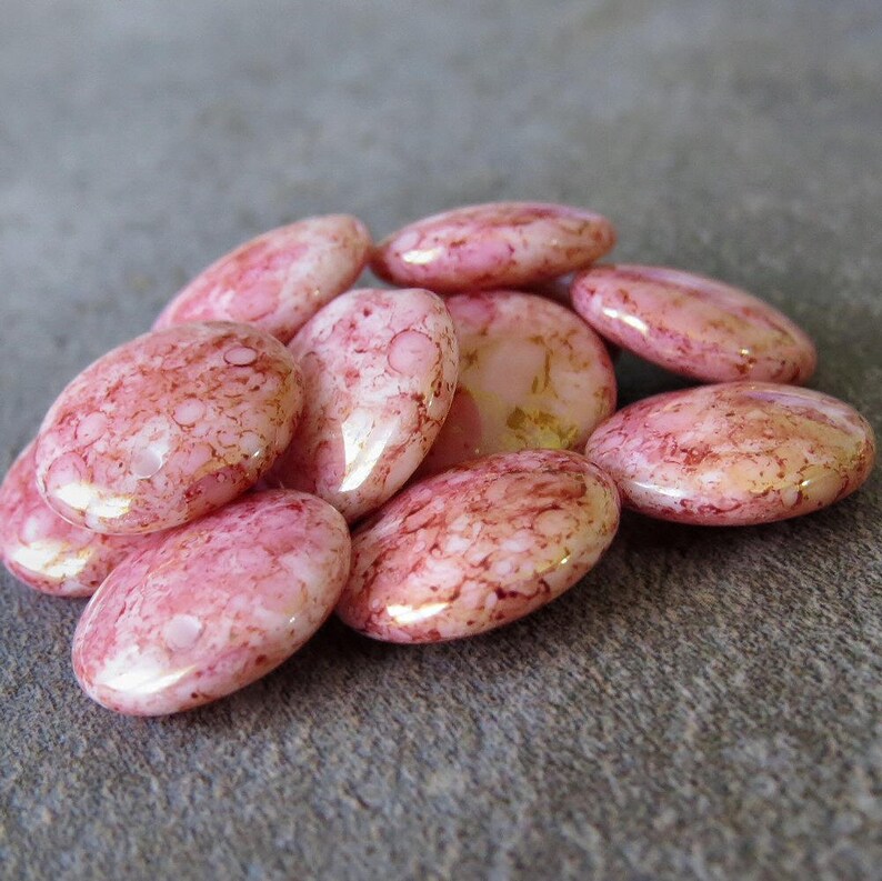 12 pc Pink Gold Lentil 12mm Rose Gold Luster Czech Glass Bead Lentil