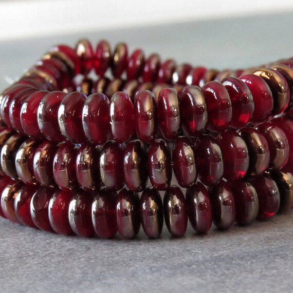 Metallic Gold Iris 6x2mm Matte 50 Czech Glass Rondelle Beads