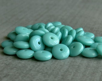 6mm Turquoise Czech  Glass Bead Rondelle Spacer :  50 pc Turquoise Rondelle Beads