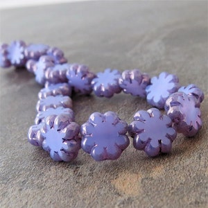 Thistle Bronze Czech Glass Picasso 9mm Flower Beads : 12 pc Purple Cactus Flower