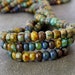 6/0 Czech Glass Seed Bead Caribbean Blue Aged Striped Picasso Seed Bead Mix : 10 inch Strand 6/0 Seed Bead Mix 