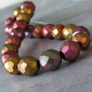 10mm Czech Glass Metallic Mix Faceted Round : 25 pc Metallic Round Bead Mix