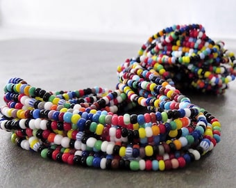 NEW 12 Strand Hank Opaque Striped Seed Bead Mix Czech Glass 10/0