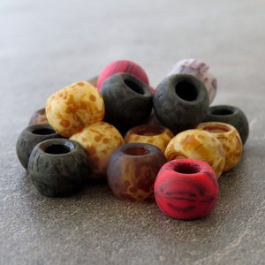 Red Inferno 32/0 Matte Picasso Czech Glass Seed Bead Mix : 6 inch Strand Red Black Seed Beads