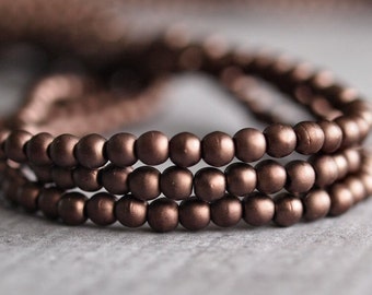 Dark Bronze Matte Czech Glass Bead 3mm Round Druk :  100 pc