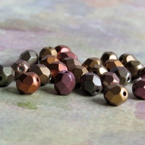 6mm Matte Metallic Bronze Iris Czech Glass Bead 6mm Faceted Round : 25 pc 6mm Bronze Iris image 4