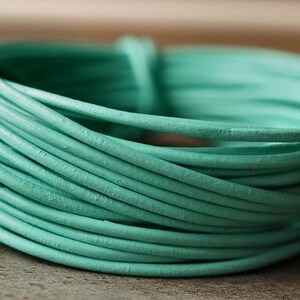 1.5mm Round Leather Cord Mint Green : 15 Feet Genuine Leather Cord