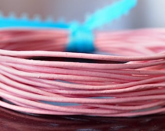 1mm Round Leather Cord Pink : 15 Feet Genuine Leather Cord