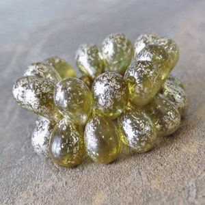 Kanarienvogel Gelb Silber Quecksilber 9 x 6 mm Tschechische Glasperlen Träne: Voll 25 Stück Strang Gelbe Tschechische Tear Drop Perlen